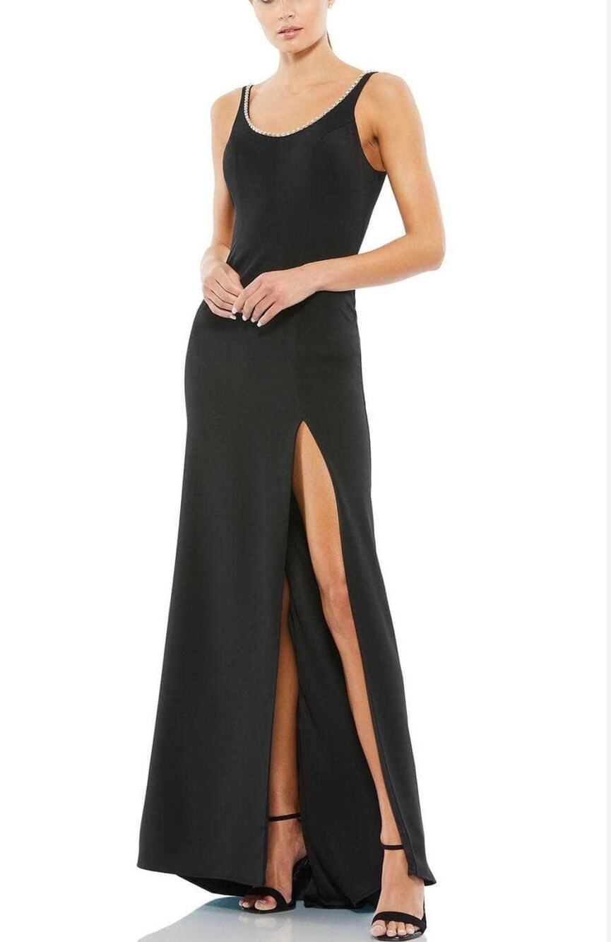 Mac Duggal 26583 Black Evening Gown Crystal Beaded Formal Column Dress Size 12